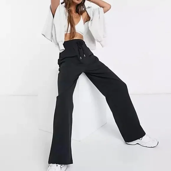 ASOS Black Organic Cotton Straight Leg Sweatpants - Picture 1 of 4